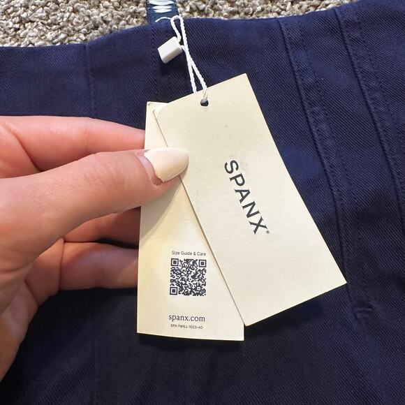 SPANX Women's Stretch Twill Mini Skirt Size S In Lapis Blue - Picture 12 of 15
